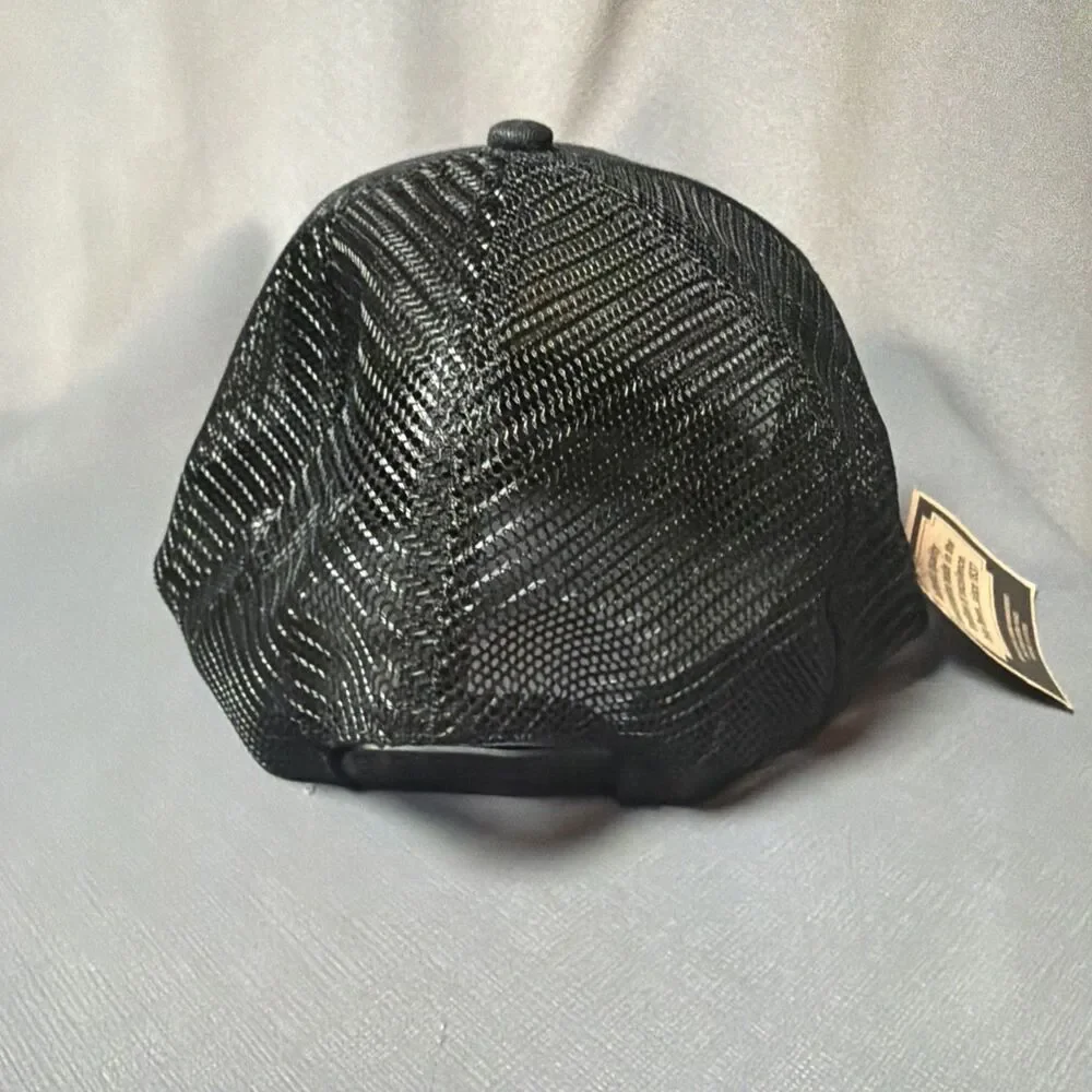 John Deere Black Mesh Trucker Hat NOS Vintage Snapback -M